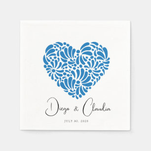 Serviette En Papier Mariage de coeur Talavera bleu serviettes