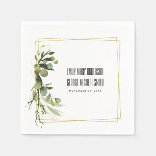 SERVIETTE EN PAPIER MARIAGE DE COULEUR D'EAU EN VERT VERT EN JAUNE FOL