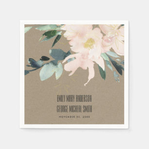 Serviette En Papier Mariage DE COULEUR D'EAU FLORALE DE LA BUNCH ROUGE