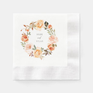 Serviette En Papier Mariage de couronne de fleurs d'automne de Terre