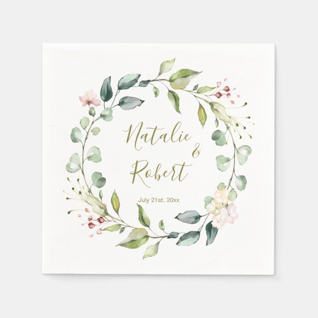 Serviette En Papier Mariage de couronnes florales (Devant)