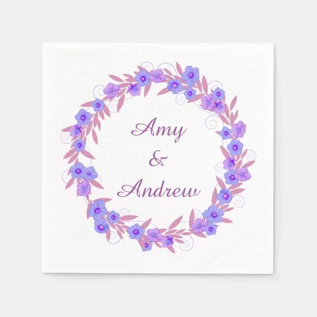 Serviette En Papier Mariage de couronnes florales de lavande (Devant)