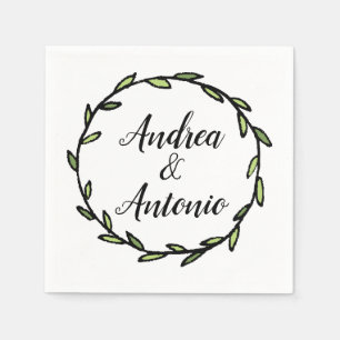 Serviette En Papier Mariage de couronnes vertes rustiques