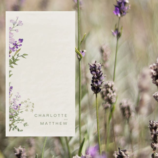 Serviette En Papier Mariage de crème de lavande verte simple (Créateur téléchargé)
