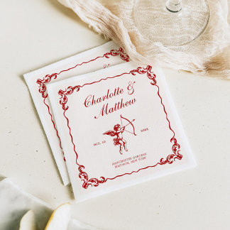 Serviette En Papier Mariage de Cupid'Arrow Red Vintage