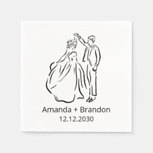 Serviette En Papier Mariage de danse de mariée traînée main