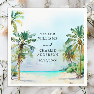 Serviette En Papier Mariage de Destination Tropicale sur la Plage