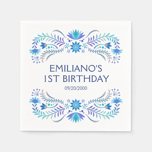 Serviette En Papier Mariage de douche Fiesta Blue Anniversaire (Devant)