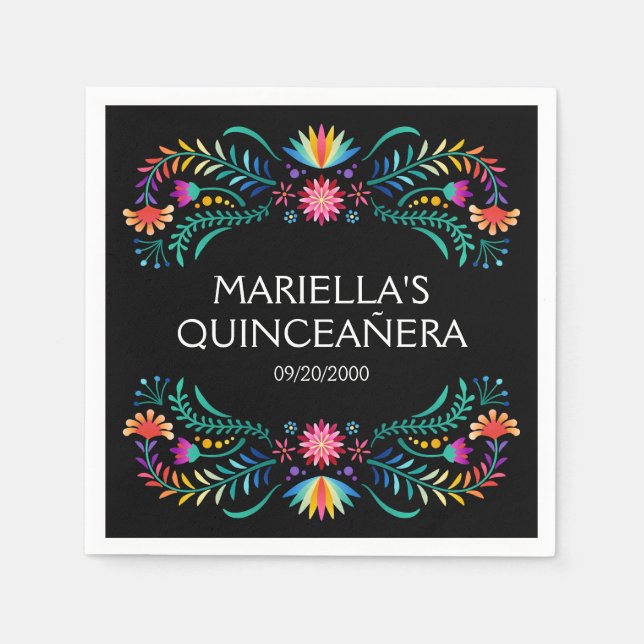 Serviette En Papier Mariage de douche Fiesta Floral (Devant)