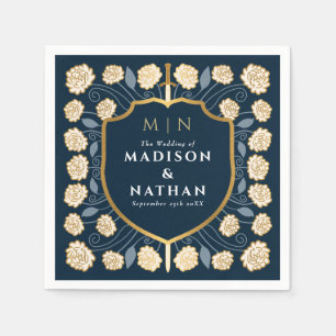 Serviette En Papier Mariage de fantaisie médiévale Monogramme Epée & B