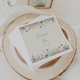 Serviette En Papier Mariage de Fleur sauvage multicolore radiant