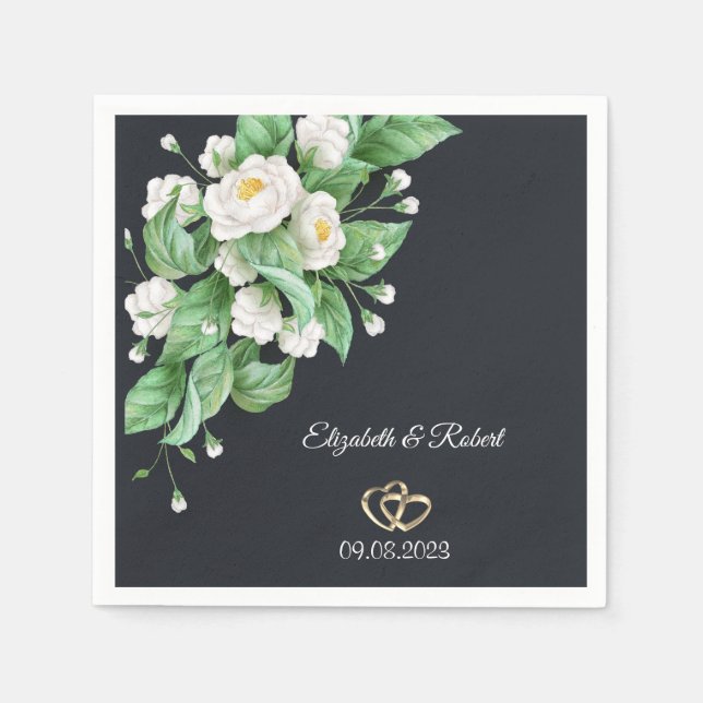 Serviette En Papier Mariage de fleurs blanches (Devant)