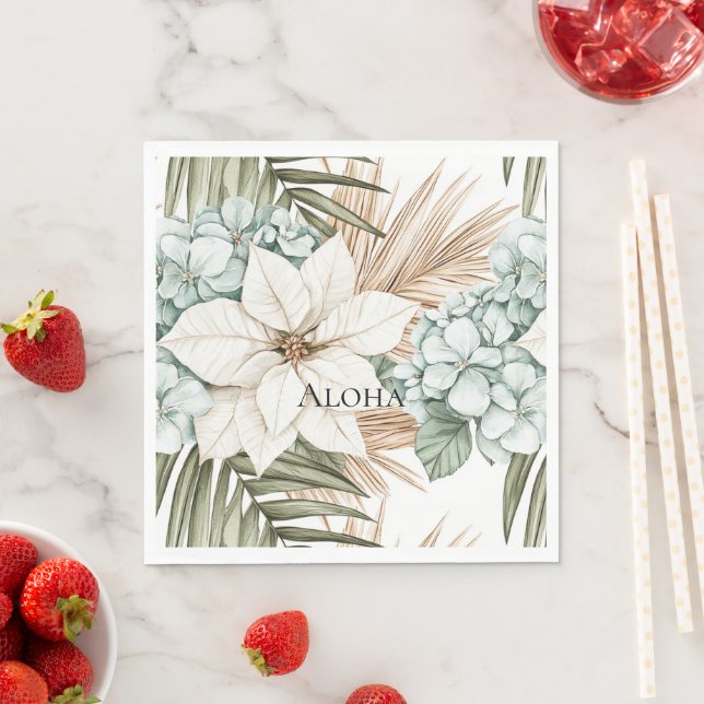 Serviette En Papier Mariage de fleurs bleu tropical (En situation)