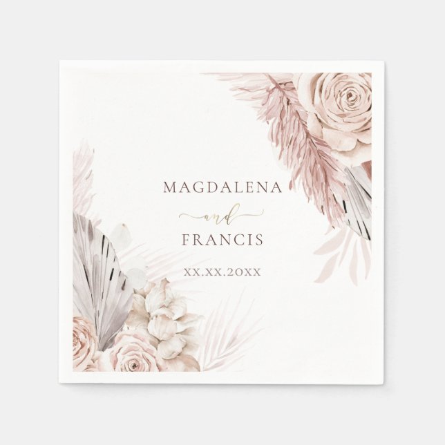 Serviette En Papier mariage de fleurs boho (Devant)