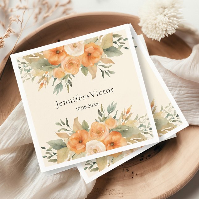 Serviette En Papier Mariage de fleurs d'aquarelle de Bohême (Créateur téléchargé)