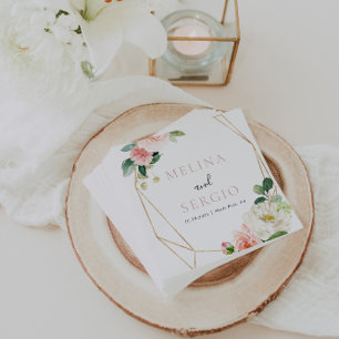 Serviette En Papier Mariage de fleurs de chute géométrique or