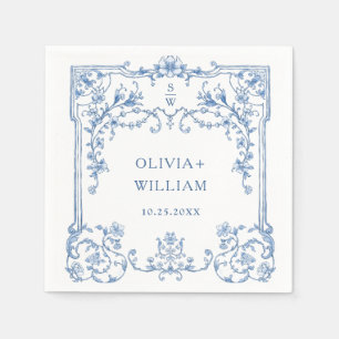 Serviette En Papier Mariage de fleurs florales de Grace victorienne or