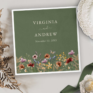 Serviette En Papier Mariage de fleurs vertes