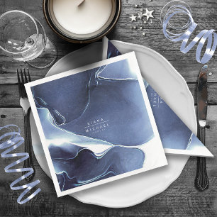 Serviette En Papier Mariage de flux d'encre bleu ID762