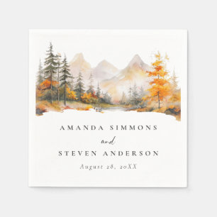 Serviette En Papier Mariage de forêt de pin de montagne automnal rusti
