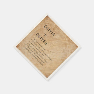 Serviette En Papier Mariage de grange de souche d'arbre en bois rustiq