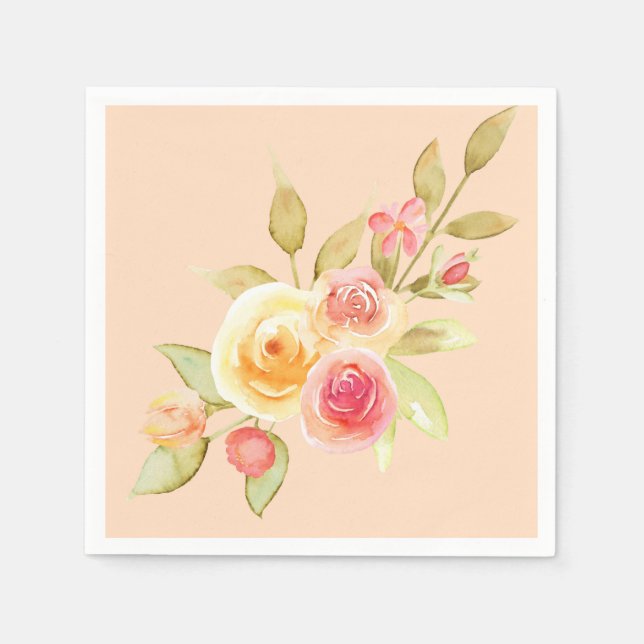 Serviette En Papier Mariage de jardin d'aquarelle (Devant)