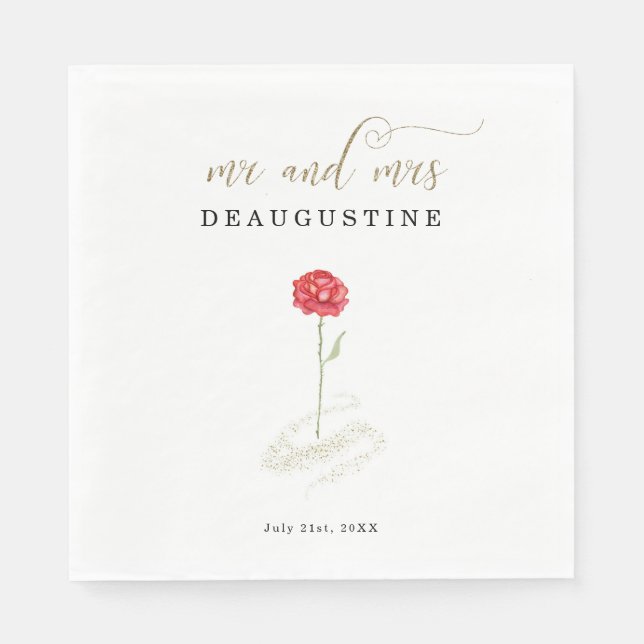 Serviette En Papier Mariage de la Belle et la Bête (Devant)