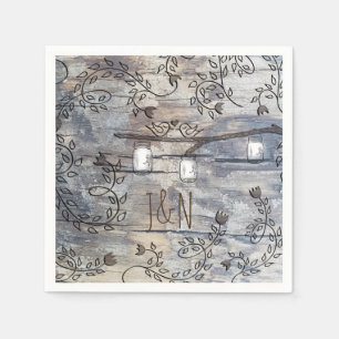 Serviette En Papier Mariage de la branche rustique des jars de maçon &