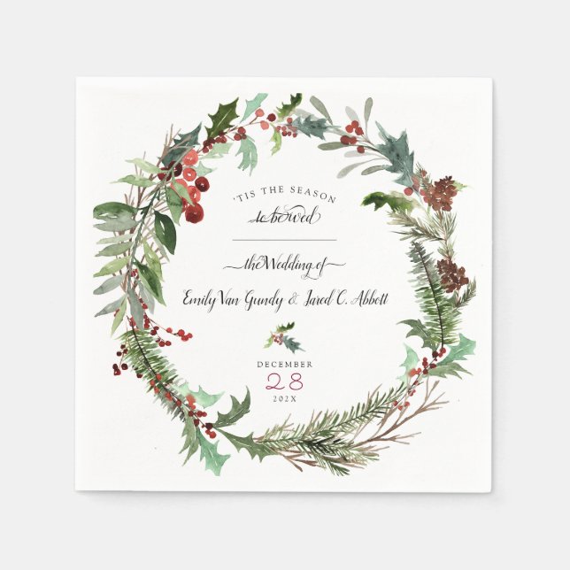Serviette En Papier Mariage de la saison de Noël (Devant)