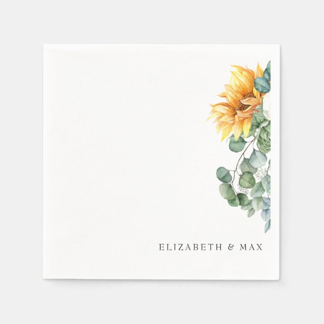 Serviette En Papier Mariage de l'aire de verdure des tournesols en cas (Devant)