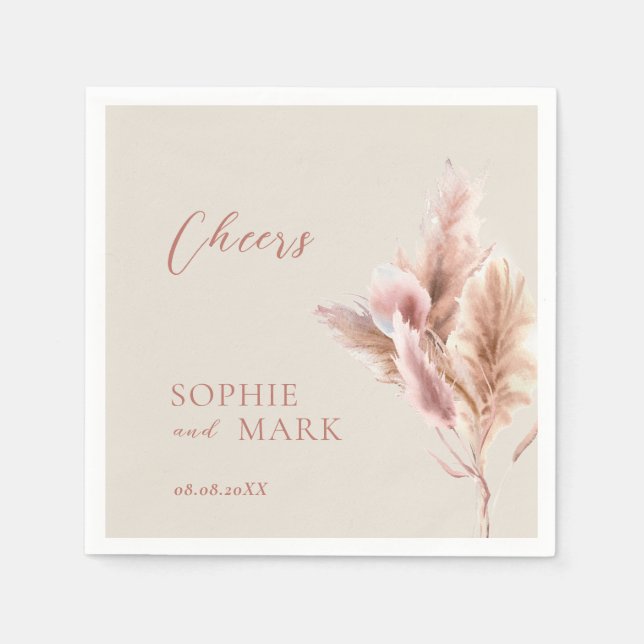 Serviette En Papier Mariage de laiton Rustique Boho Pampas (Devant)