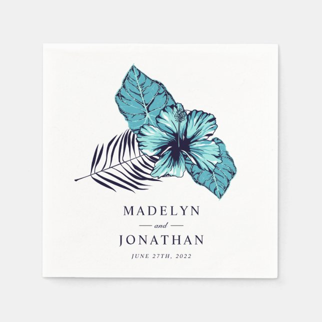 Serviette En Papier Mariage de l'Hibiscus bleu (Devant)