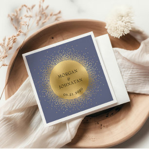 Serviette En Papier Mariage de lune d'or céleste Pastel