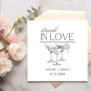 Serviette En Papier Mariage De Lunettes De Vin Personnalisées Drunin I