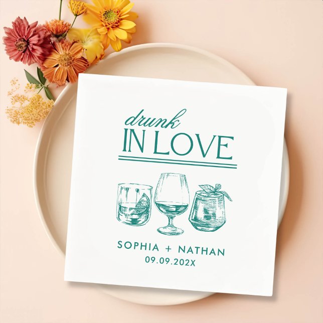 Serviette En Papier Mariage De Lunettes De Vin Personnalisées Drunin I (Créateur téléchargé)