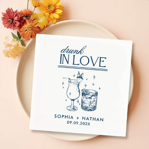 Serviette En Papier Mariage De Lunettes De Vin Personnalisées Drunin I