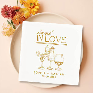 Serviette En Papier Mariage De Lunettes De Vin Personnalisées Drunin I