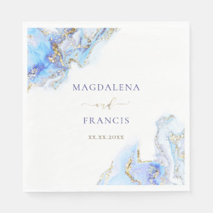 Serviette En Papier mariage de marbre bleu rose