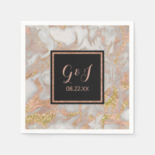 Serviette En Papier Mariage de marbre or Rose moderne Faux