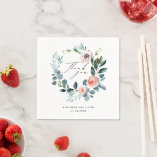 Serviette En Papier Mariage de Merci de  de courroie rose pâle