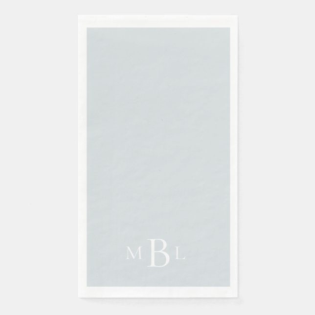 Serviette En Papier Mariage de monogramme blanc bleu-Dusty (Devant)