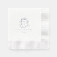 Mariage de monogramme de crête bleu poussiéreux