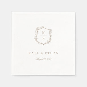 Serviette En Papier Mariage de monogramme de crête botanique