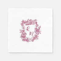 Mariage de monogramme de crête florale pourpre tir