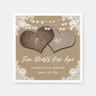 Serviette En Papier Mariage de monogramme de dentelle en papier Kraft