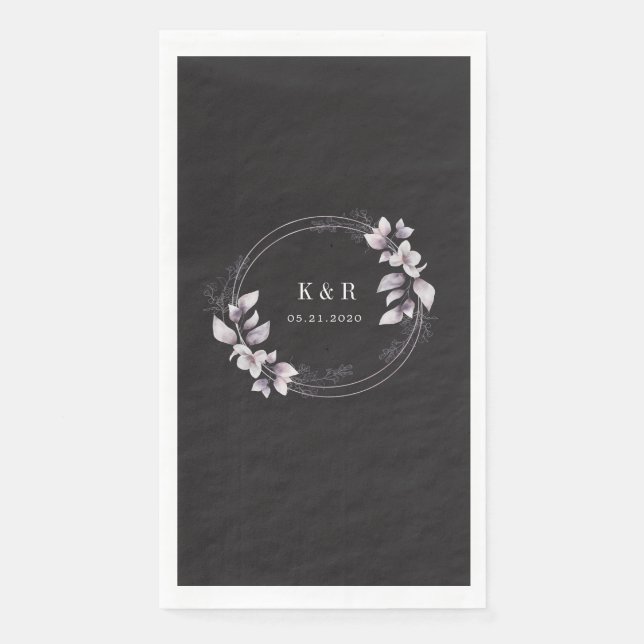 Serviette En Papier mariage de monogramme floral de chute lunaire (Devant)