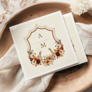 Serviette En Papier Mariage de monogramme Floral Western Crest