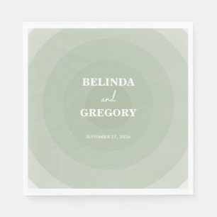 Serviette En Papier Mariage de monogramme moderne Sage Green