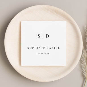 Serviette En Papier Mariage de monogramme simple moderne