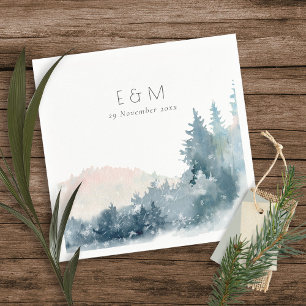 SERVIETTE EN PAPIER MARIAGE DE MONTAGNE DE PINE BLEU DUSKY